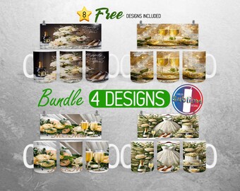 Wedding Bride Mug Wrap Bundle Bride to be Mug PNG Design Mr and Mrs Full Mug Wrap | 11oz and 15oz Mug Sublimation
