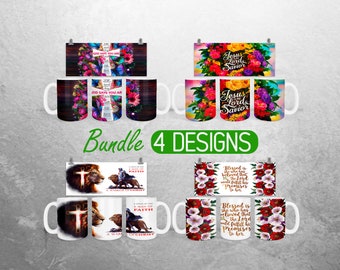 Faith Christian Mug Wrap PNG Bible Verse 11oz and 15oz Mug Sublimation Design Jesus Religious Mug Wrap Designs Full Mug Wrap Bundle Cup PNG