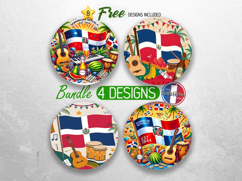 Dominican Republic Car Coaster PNG Bundle Dominican Flag Coaster Png ...