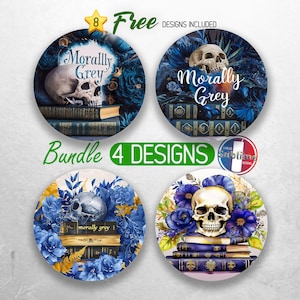 Morally Grey Skull Car Coaster PNG Bundle Reading Book Lover Coaster Png Sublimation Book Club  Round Coasters PNG Designs Sublimation