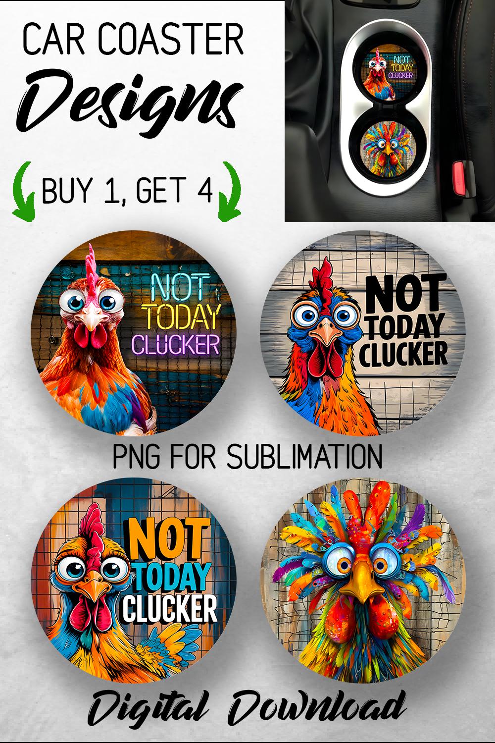 Crazy Chicken Car Coaster PNG Bundle Funny Rooster Coaster Png ...
