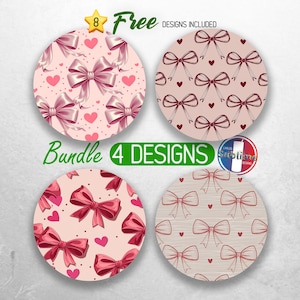 Coquette Bow Car Coaster PNG Bundle Corações Coquette Car Coaster Sublimação Designs Love Girly Girl Car Coaster Designs
