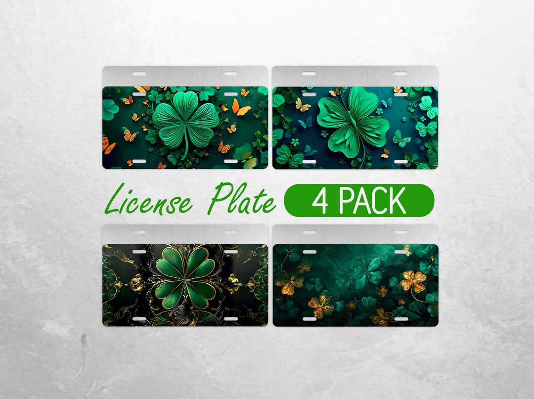 3D Shamrock License Plate PNG St. Patrick's Day License Plate Design