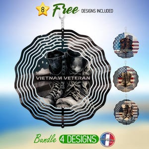 Vietnam Veteran Wind Spinner PNG Design Bundle Army Military Windspinner PNG Sublimation American Flag Wind Spinner Sublimation PNG