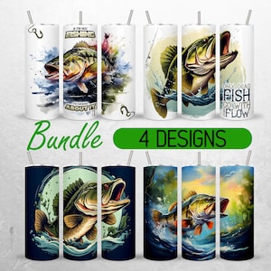 Fishing Tumbler Wrap PNG Bass Fishing Tumbler Wrap Bundle Fish Fisherman Tumbler Sublimation 20oz +18 FREE Tumbler Designs Full Tumbler Wrap