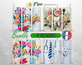 Envoltura para vaso de dentista, paquete de 20 oz, herramientas dentales, vaso PNG, diseño de vaso de ocupación, 20 oz, diseños de sublimación