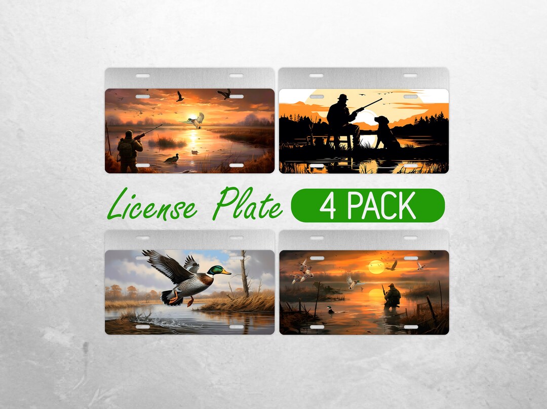 Duck Hunting License Plate PNG Mallard Duck License Plate Design Dog Hunter Car License Plate