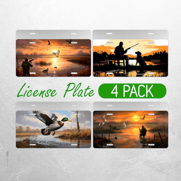 Duck Hunting License Plate PNG Mallard Duck License Plate Design Dog Hunter Car License Plate Sublimation License Plate Bundle