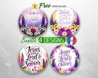 Christian Jesus Car Coaster PNG Bundle Religious Faith Car Coaster Sublimation Designs Floral Easter Car Coaster Designs