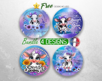 Highland Cow Car Coaster PNG Bundle Positive Affirmation Car Coaster Sublimation Designs Self Love Car Coaster Designs