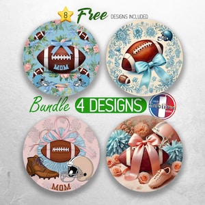 Football Coquette Car Coaster PNG Bundle Football Mom Car Coaster Sublimation Designs Sports Mom American Football Car Coaster Designs
