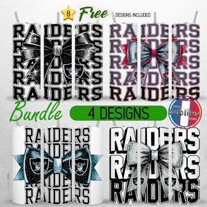 Raiders School Team Tumbler Wrap Bundle Mascot Black Silver Team Football 20oz Tumbler PNG Cheer Mom Tumbler Design 20oz Sublimation