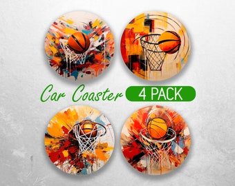 Posavasos de coche de baloncesto PNG Diseños de sublimación de posavasos de coche deportivo de graffiti Arte mural de baloncesto Diseños de posavasos de coche Paquete de posavasos de coche