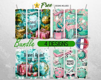 Travel Agent Tumbler Wrap Bundle World Traveller 20oz Tumbler PNG Girls Trip Tumbler Design Vacations 20oz Skinny Tumbler Sublimation