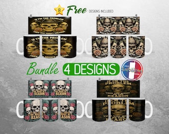 Spooky Skeleton Mug Wrap Bundle Fun Sarcastic Skull Mug PNG Design Gothic Halloween Full Mug Wrap | 11oz and 15oz Mug Sublimation