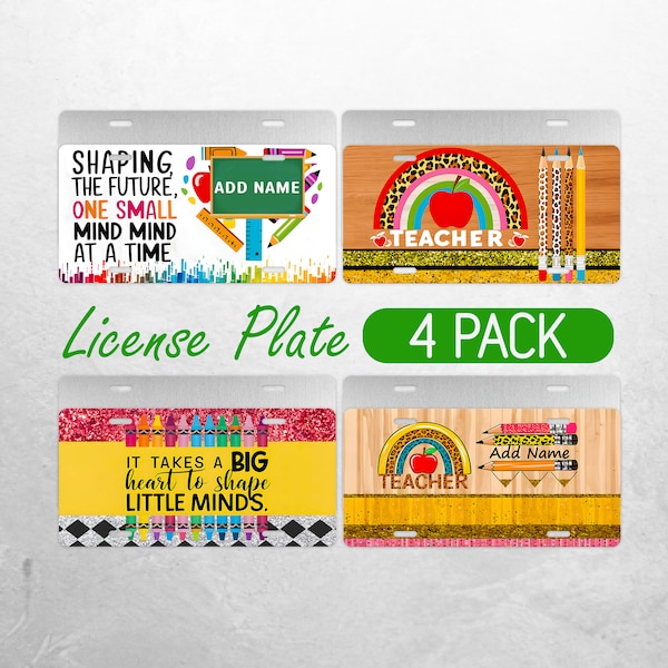 School Teacher License Plate PNG Personalized Teacher License Plate Design Teacher Appreciation Car License Plate Bundle Sublimation PNG