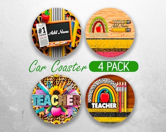 Sous-verre de voiture de professeur d'école PNG personnalisé sous-verre de voiture de professeur Designs par sublimation Ensemble de sous-verres de voiture de professeur d'appréciation PNG