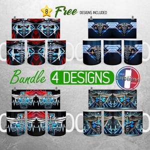 Super Hero First Responder Mug Wrap Bundle Caduceus Medical Mug PNG Design Paramedic EMT Full Mug Wrap | 11oz and 15oz Mug Sublimation