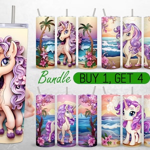 Baby Unicorn Tumbler Wrap for Girls Pink Cute Unicorn Tumbler PNG Bundle Sublimation + 18 FREE Tumbler Designs 20oz Full Tumbler Wrap