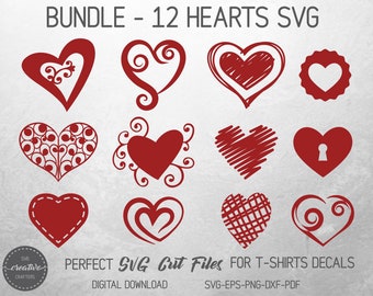 Heart SVG Bundle - Valentine SVG - Valentines Day SVG - Svg Files for Cricut - Silhouette Files