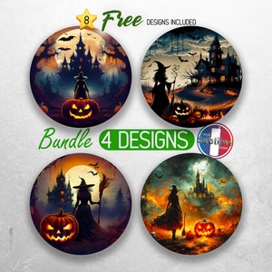 Halloween Haunted House Car Coaster PNG Bundle Gruselige Hexe Untersetzer Png Sublimation Kürbisse Fledermäuse Runde Untersetzer PNG Designs Sublimation