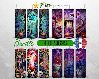 Gothic Garden Tumbler Wrap 20oz Bundle Victorian Poe Raven Tumbler PNG Mythical Fantasy Dark Academy 20oz Seamless Sublimation Design