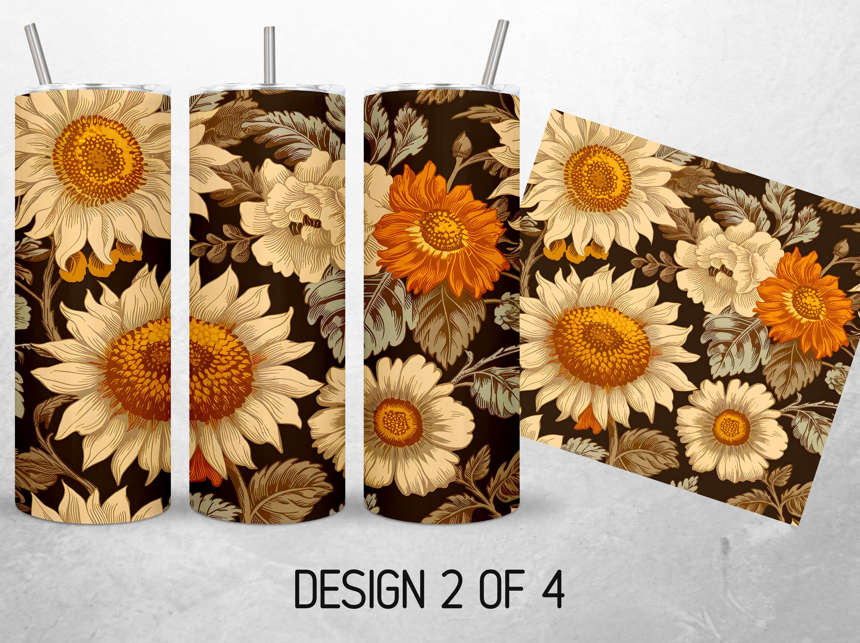 Seamless Fall Tumbler Wrap Bundle Sunflower 20oz Tumbler PNG Cozy Fall ...