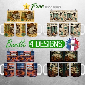 Cowgirl Bourbon Mug Wrap Bundle Might be Coffee Might be Bourbon Mug PNG Design Funny Whiskey Full Mug Wrap | 11oz and 15oz Mug Sublimation