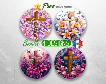 God is Good all the time Car Coaster PNG Bundle Faith Christian Coaster Png Sublimation Bible Jesus Round Coasters PNG Designs Sublimation