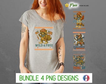 Feral 4th of July Raccoon PNG, Red White And Feral png, Funny Raccoon Shirt PNG, Funny USA Trendy 4th Of July png, Merica Sublimation Design