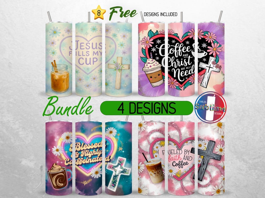 Christian Bible Verse Tumbler Wrap 20oz Bundle Jesus Fills My Cup ...