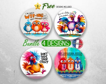 Bird Sarcastic Car Coaster PNG Funny Quote Car Coaster Sublimation Designs Fun Crazy Birds Car Coaster Designs Car Coasters Bundle