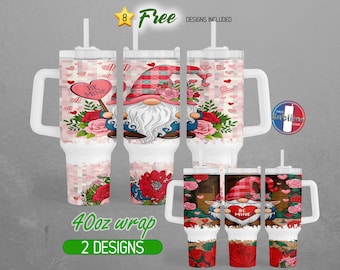 40oz Valentine Gnome Tumbler Wrap 40oz Valentines Day 40oz Tumbler PNG Cute Gnome 40oz Tumbler Design | 40oz Sublimation