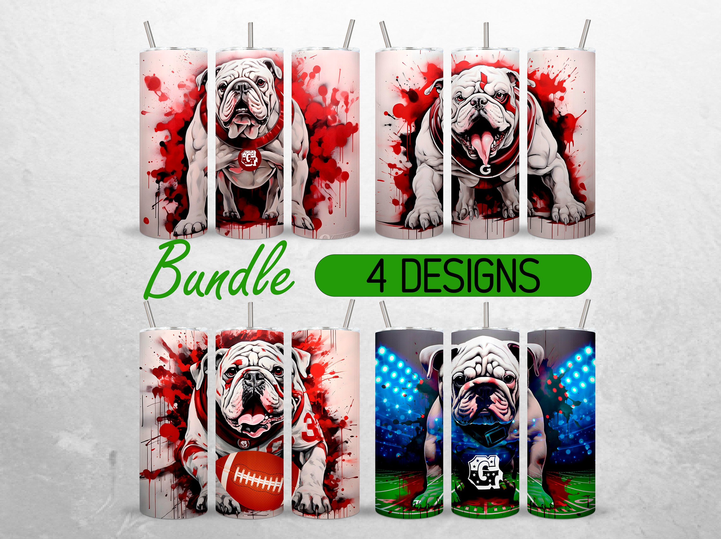 Alcohol Ink Bulldog Tumbler Wrap GA Georgia Tumbler PNG Dog