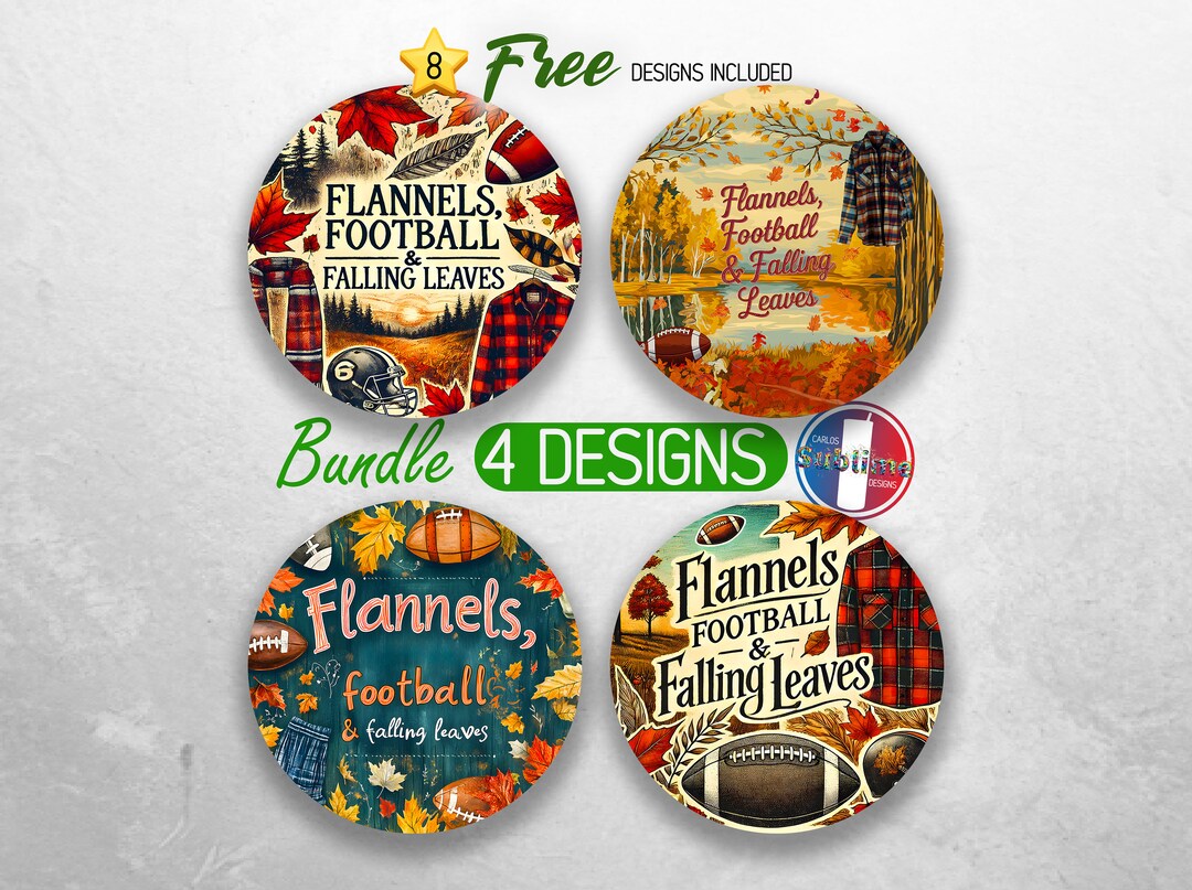 Football Country Fall Car Coaster PNG Bundle Rustic Autumn Leaves ...