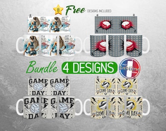 Volleyball Mug Wrap PNG Bundle Game Day 15oz Mug Wrap Volleyball Girl Full Mug Wrap Designs Woman Sport Mug Wrap Sublimation