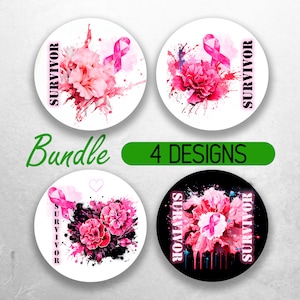 Car Coaster PNG Breast Cancer Awareness Car Coaster Sublimation Designs Cancer Survivor Car Coaster Bundle Car Coaster Designs