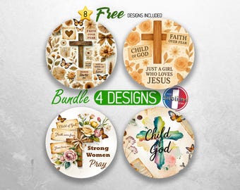 Child of God Christian Boho Car Coaster PNG Bundle God Bible Verse Coaster Sublimation Designs Women Faith Jesus Coaster Designs