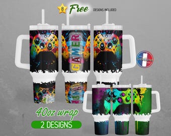 40oz Gamer Tumbler Wrap 40oz Gaming Controller Tumbler PNG 40oz Video Game Tumbler Design 40oz Stanley Tumbler Handle 40oz Sublimation