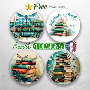 Fantasy Book Car Coaster PNG Bookish  Dragonfly Car Coaster Sublimation Designs Vintage Book Lover  Car Coaster Designs Car Coasters Bundle