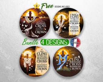 Old Rugged Cross Car Coaster PNG Bundle Faith Christian Car Coaster Sublimation Designs Religious Jesus Car Coaster Designs