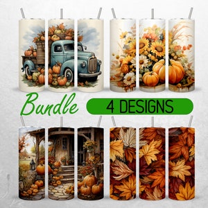 Fall Tumbler Wrap Bundle Pumpkin Patch Fall Tumbler Designs Autumn Fall Leaves Tumbler PNG Pumpkin Sublimation +18 FREE Tumbler Designs 20oz