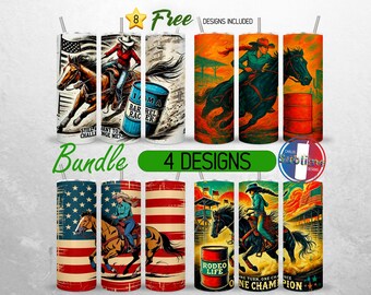 Western Cowgirl Rodeo Tumbler Wrap 20oz Bundle American Barrel Racer Tumbler PNG Rustic Horse Woman 20oz Seamless Sublimation Design