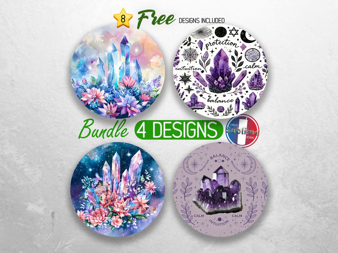 Crystal Lover Car Coaster PNG Bundle Crystal Amethyst Coaster Png ...