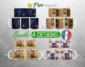 Bookish Book Lover Mug Wrap Bundle Reading Reader Mug PNG Design Romantsy Gothic Booktok Full Mug Wrap | 11oz and 15oz Mug Sublimation