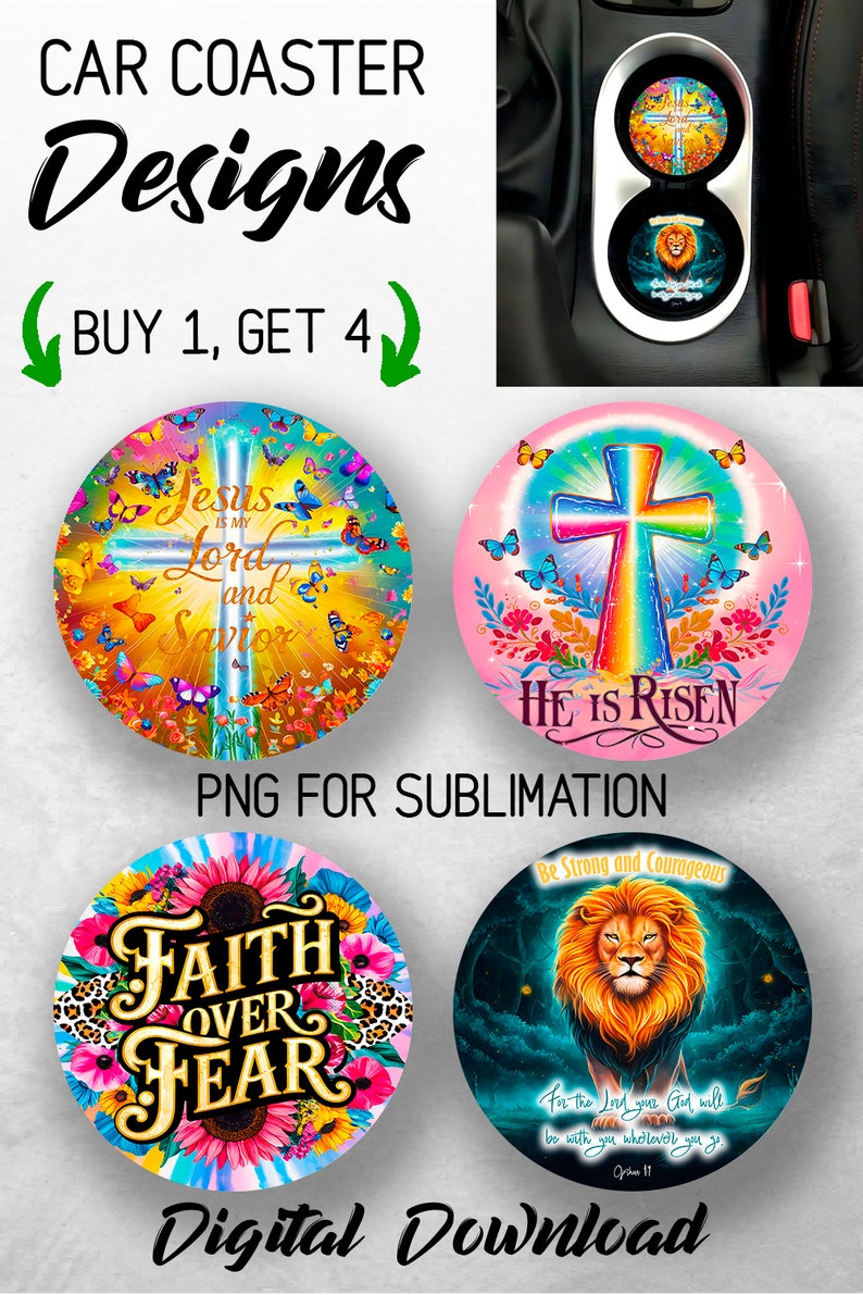 Faith Christian Car Coaster PNG Bible Verse Car Coaster Sublimation ...