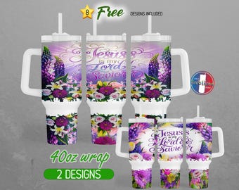 40oz Christian Jesus 40oz Tumbler Wrap 40oz Religious Faith 40oz Tumbler PNG Floral Easter 40oz Tumbler Design | 40oz Sublimation