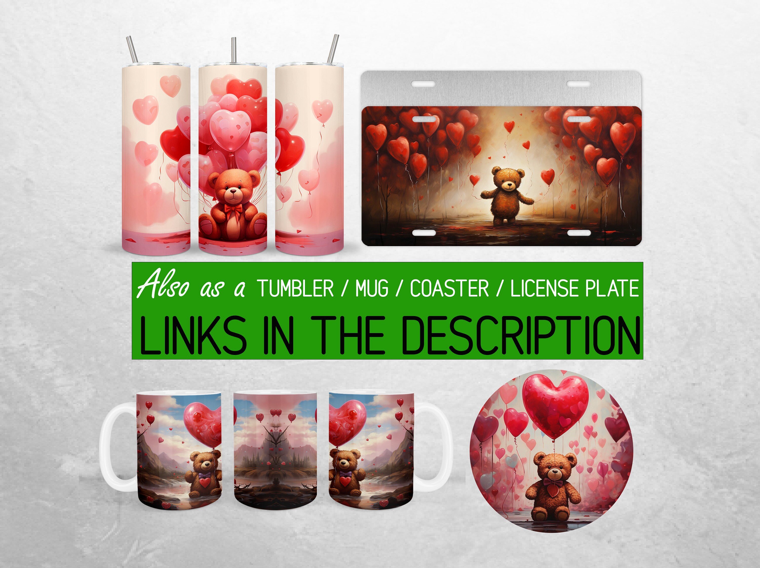 Valentine's Day Mug Wrap PNG Teddy Bear Valentine 11oz and 15oz Mug ...