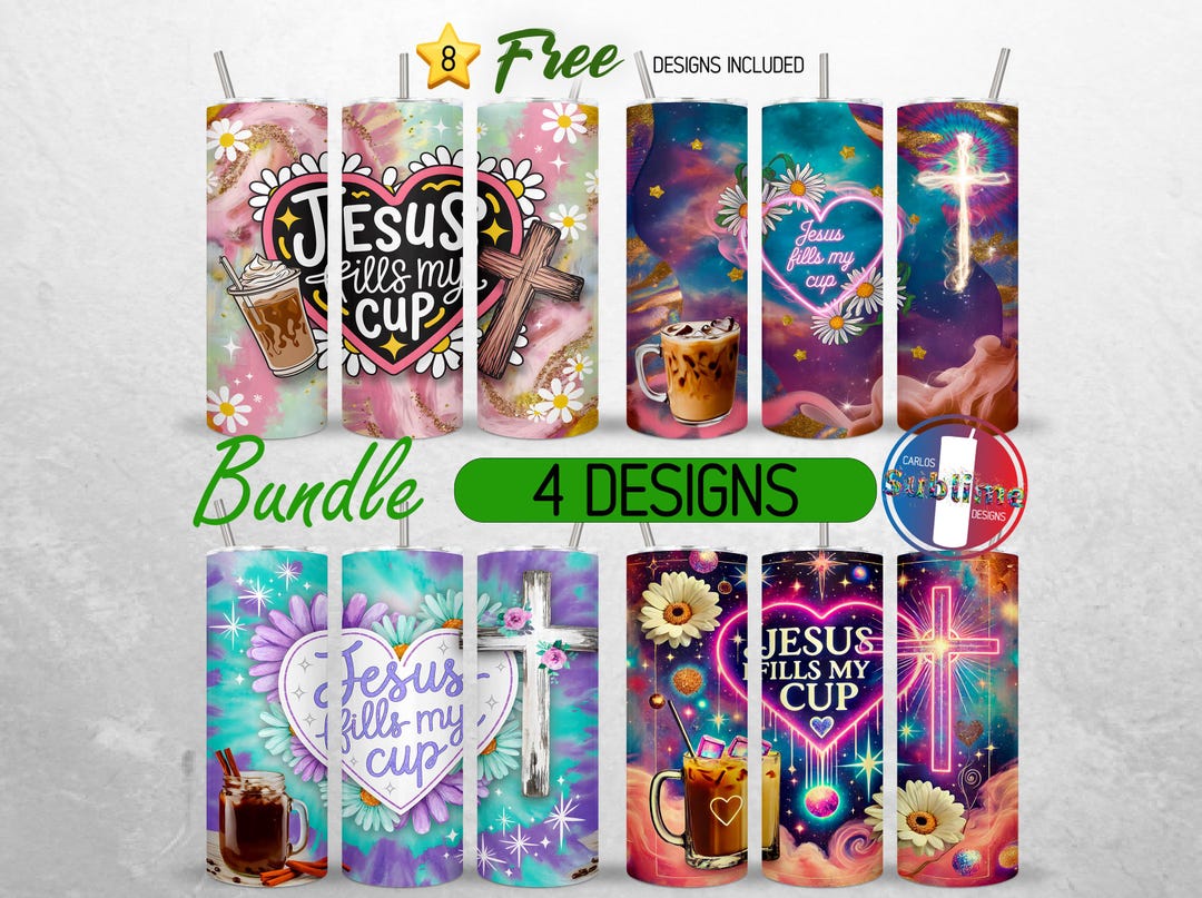 Jesus Fills My Cup Tumbler Wrap 20oz Bundle Christian Bible Verse ...