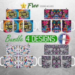 Eighties 80s Baby Mug Wrap PNG Bundle Retro Nostalgic 11oz and 15oz Mug Sublimation Design Made In the 80s Mug Wrap Designs Full Mug Wrap